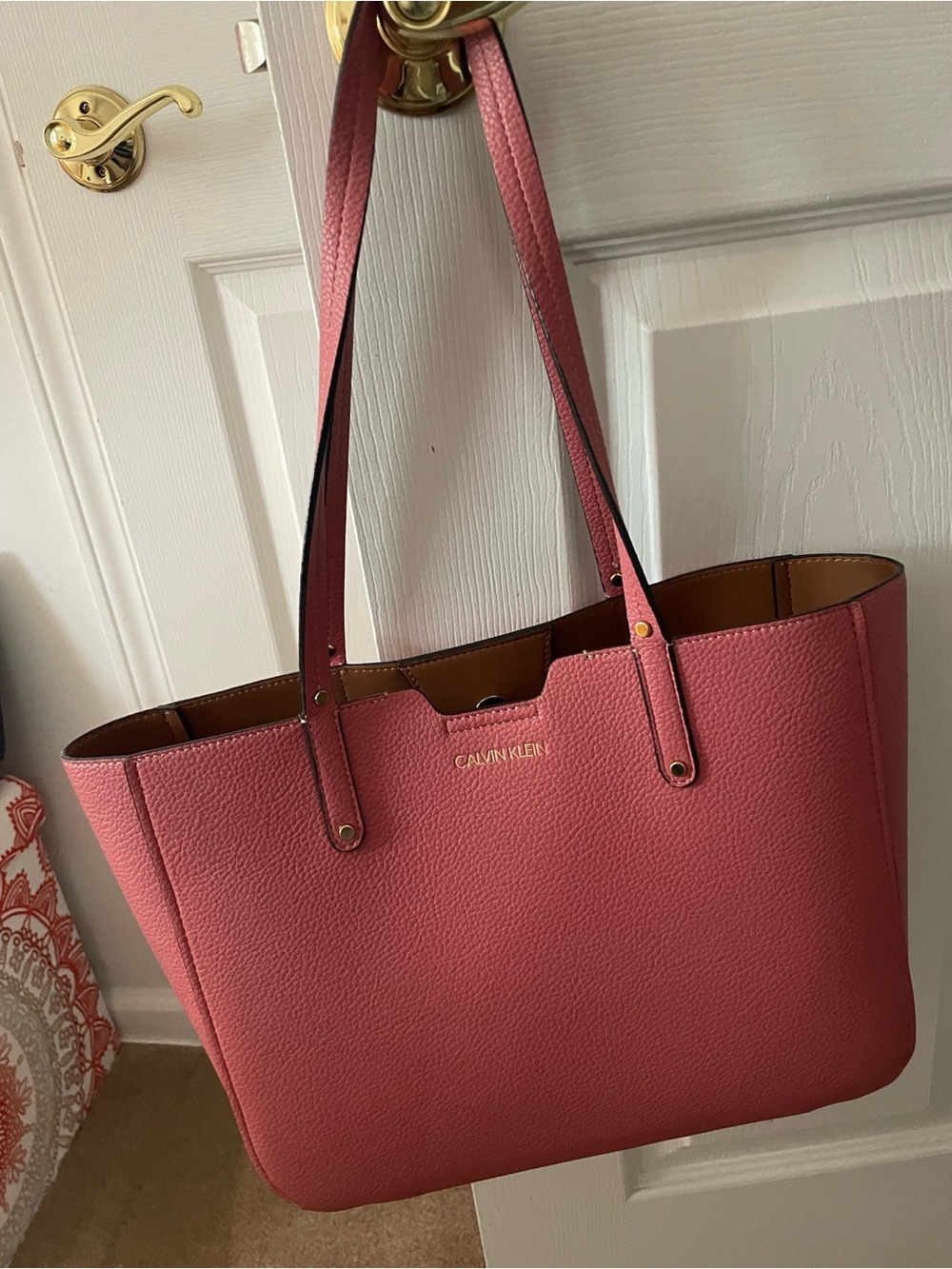 Calvin Klein Pink Pebbled Leather Tote Bag